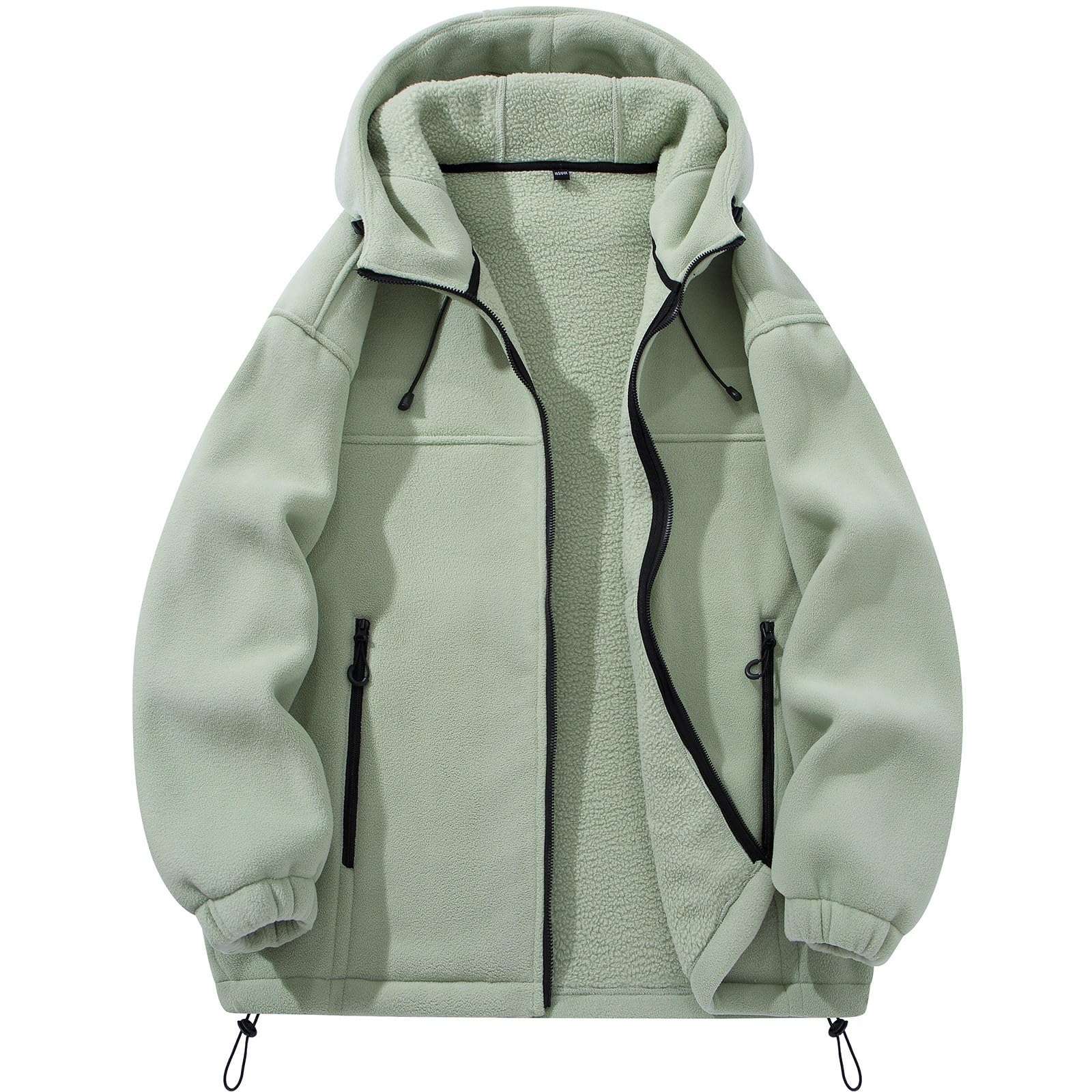 Generisch Giacca in pile da uomo, calda, con cappuccio, giacca invernale slim fit, giacca termica con cerniera, giacca con cappuccio, tinta unita, con tasche, giacca da uomo per l'inverno