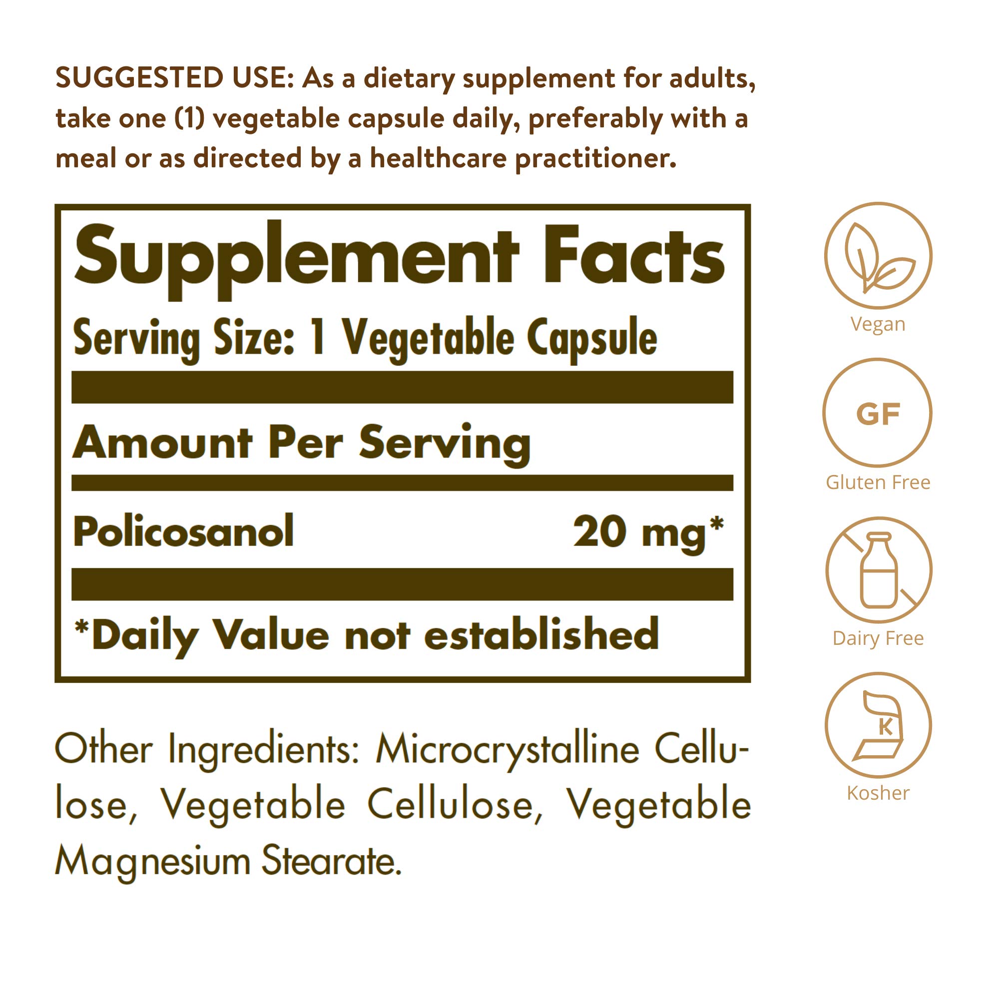 Solgar Policosanol 20 mg, 100 Vegetable Capsules — Amazon image 2