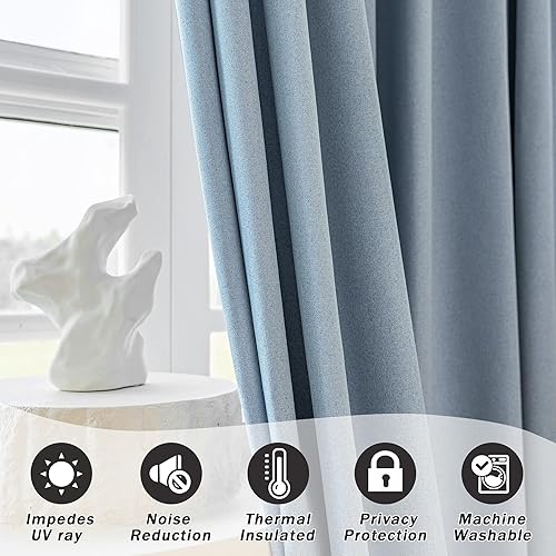 Miniatura 6 de Cortina plisada opaca completa de lino sintético impermeable con alzapaños y ganchos, para oscurecer la habitación, tratamiento de ventana para