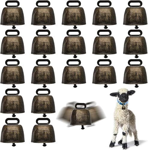 Coloch Paquete de 20 campanas de vaca de cobre pastoreando, campanas de metal contra la pérdida, campanas de bronce ruidosas, pequeñas campanas de