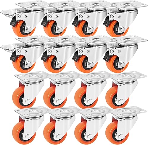 Miniatura 10 de W B D WEIBIDA Ruedas giratorias de 5 pulgadas con doble bloqueo, juego de 4 ruedas resistentes, rodamientos silenciosos, ruedas superiores