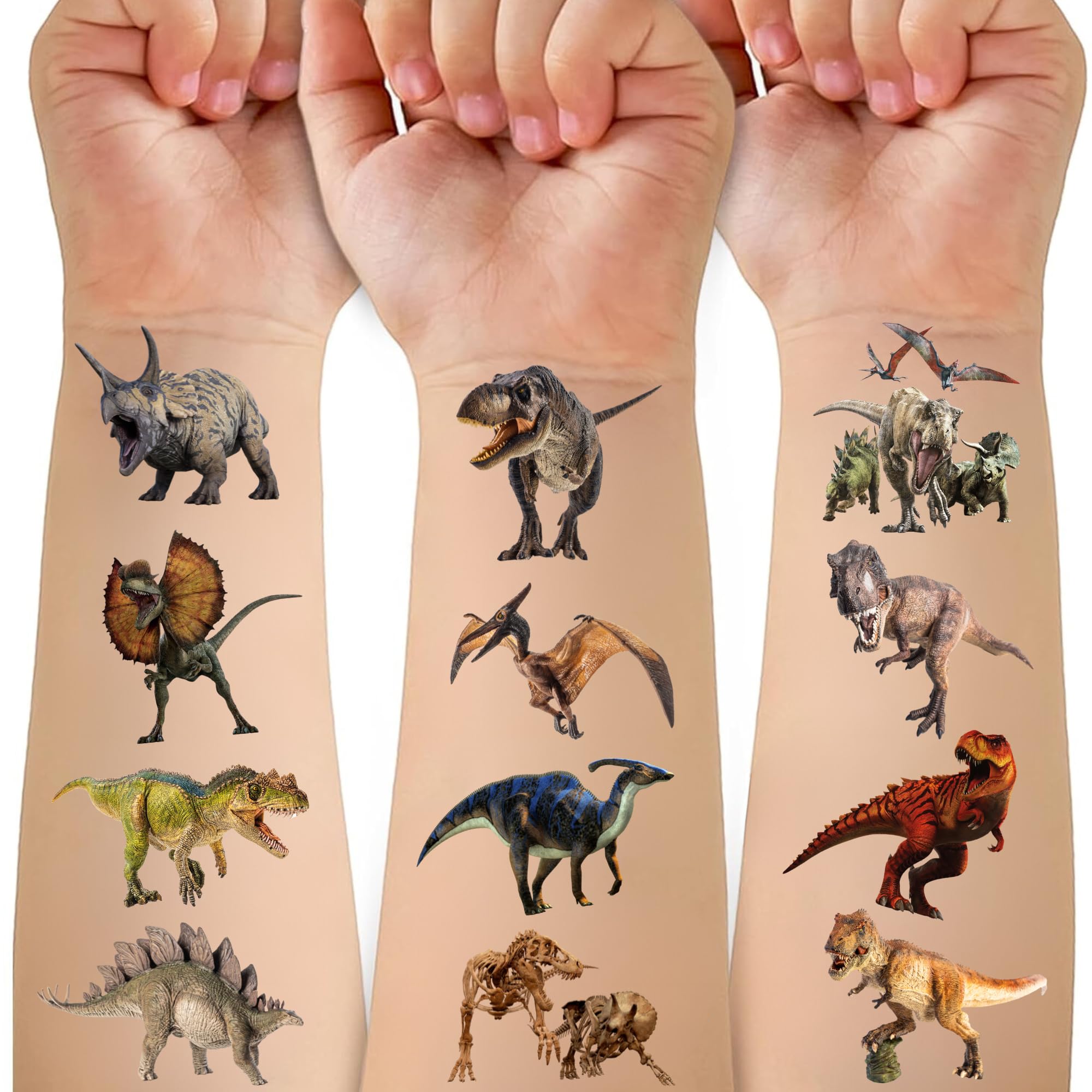 50 PCS Dinosaur Temporary Tattoos for Kids Birthday Party Favors Dinosuar