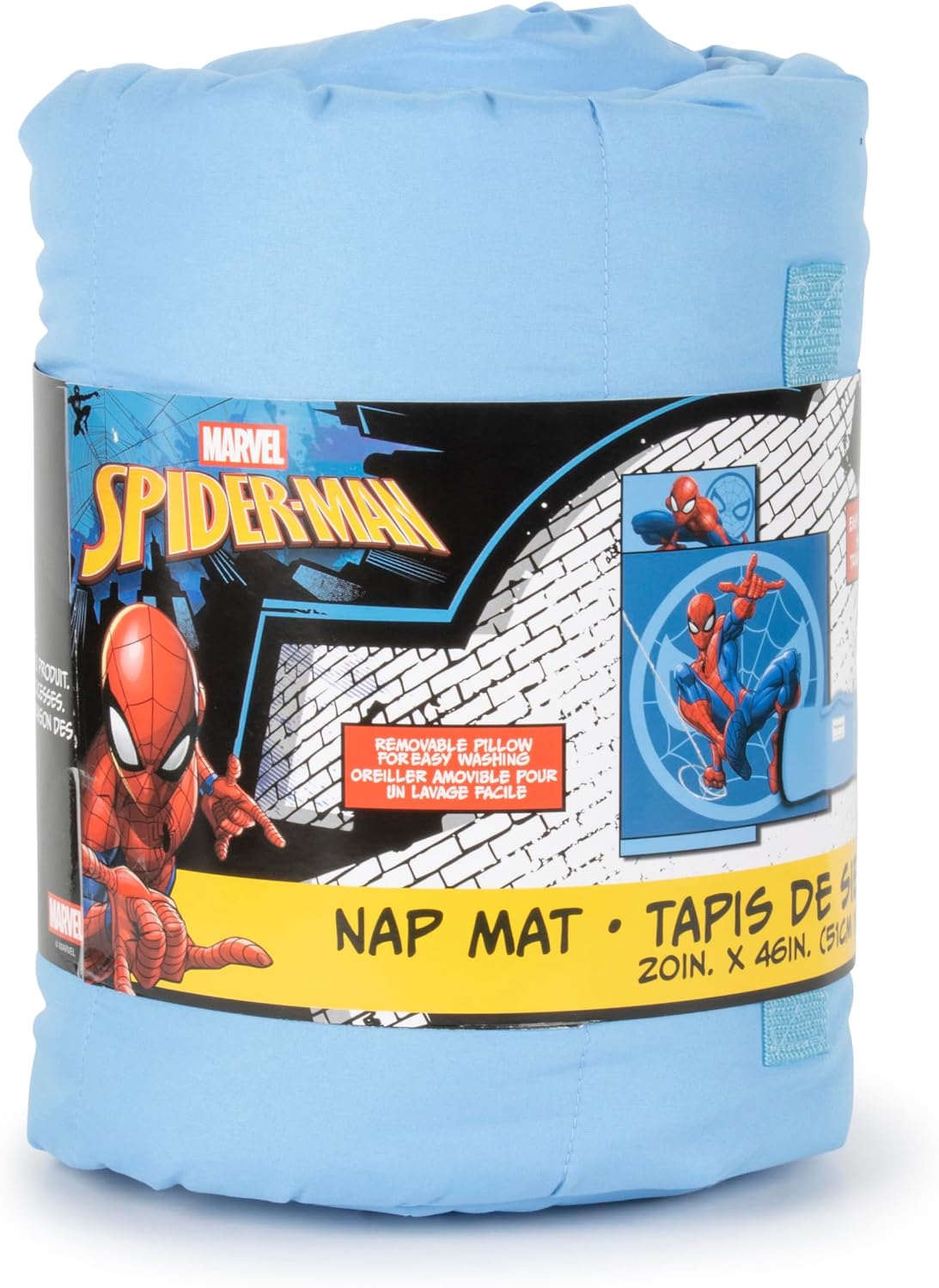 Jay Franco Kids Nap Mat with Embedded Pillow & Blanket – Soft 46"x20" Microfiber Sleeping Bag with Name Tag & Handle for School, Travel, Sleepover