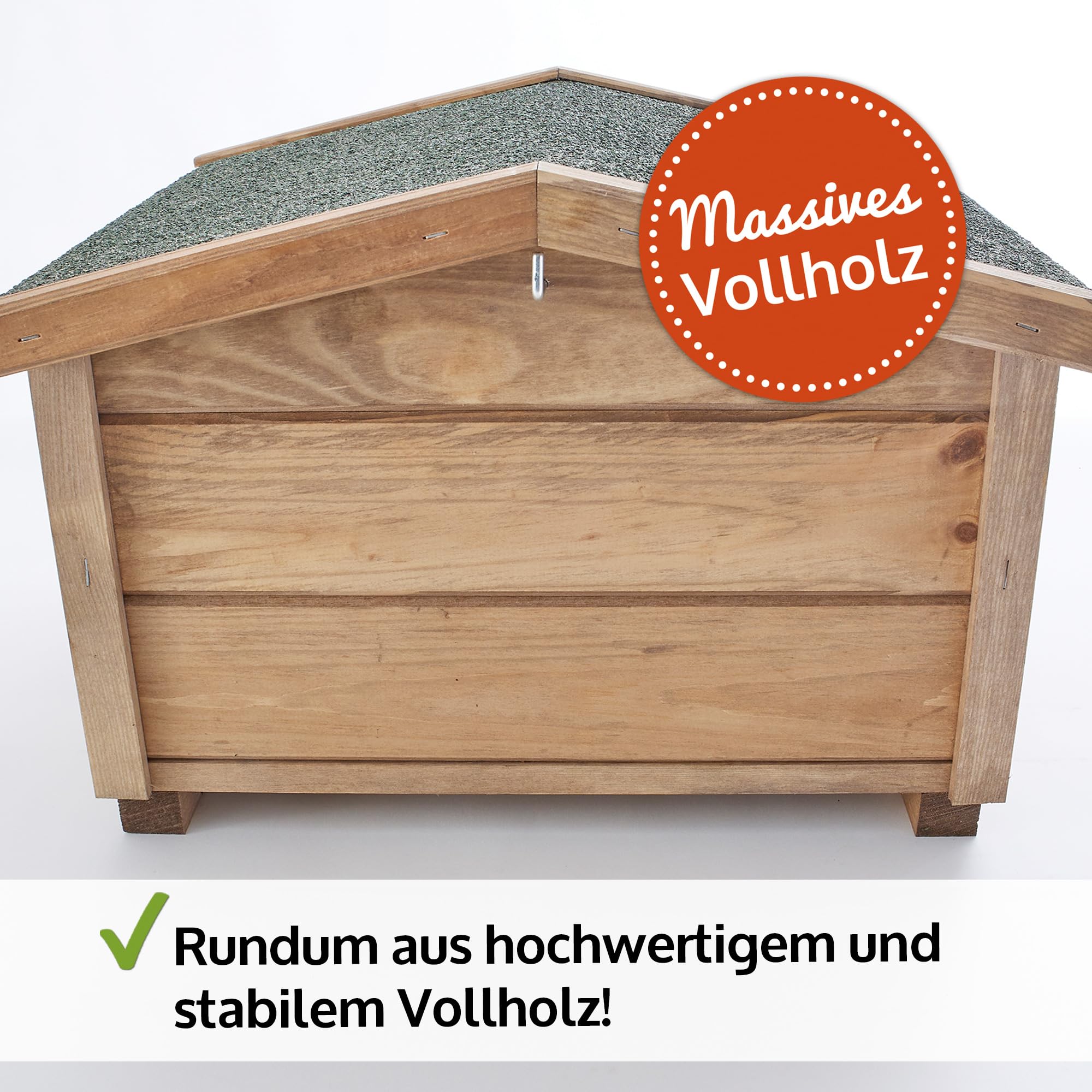 Hecht zooprinz winterfestes Igelhaus mit Boden und wetterfestem Dach - Igelfutterhaus - Igelhaus - Ganzjährig perfekt für den Igel Winterschlaf & als Nisthaus für die Igelfamilie - Igelhaus
