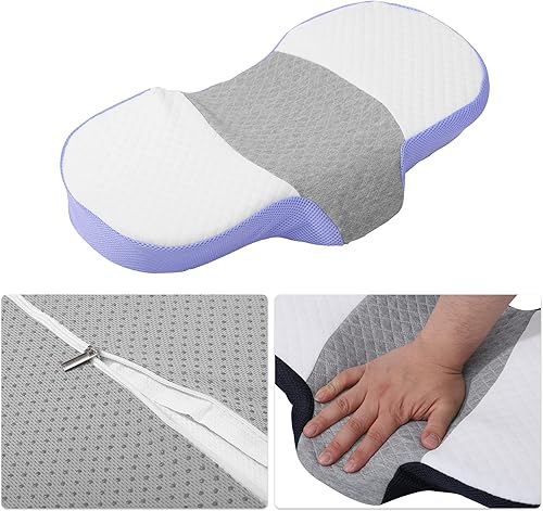 Miniatura 3 de VOCOSTE Almohada de espuma viscoelástica, para aliviar el dolor de cuello y hombros, almohada para dormir con soporte para el cuello en casa,