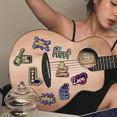 Miniatura 7 de Paquete de 140 calcomanías de vinilo neón a granel, impermeables, lindas calcomanías estéticas para niños y adultos, botella de agua para laptop,