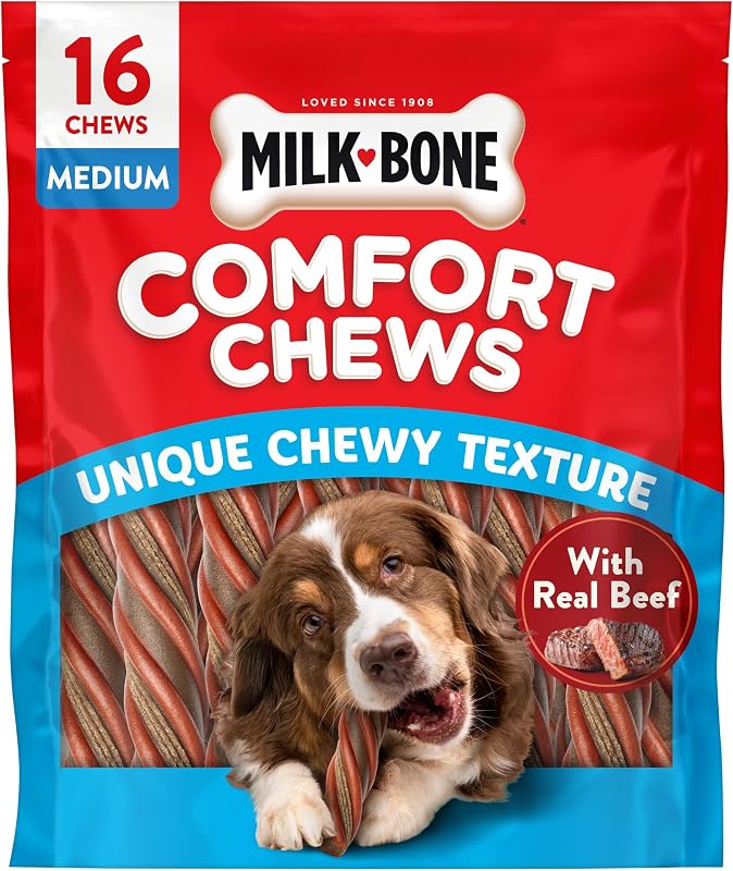 Comfort Chews, Unique Chewy Texture & Real Beef, 16 Dog Chews | 40.8-oz. bag, For dogs 15-75 lbs., Rawhide-free dog chews, Made with real beef