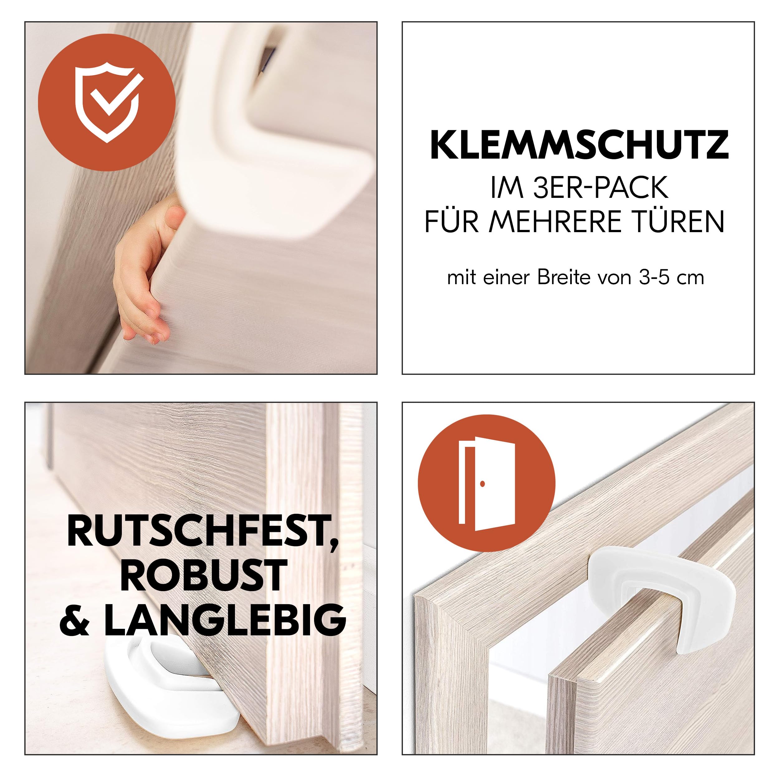 hauck Treppenschutzgitter Set Clear Step Autoclose 2 für Breiten 75-80 cm mit 3X Türstopper | Türschutzgitter mit fllacher Schwelle & Auto Schließmechanismus, ohne Bohren - Weiß