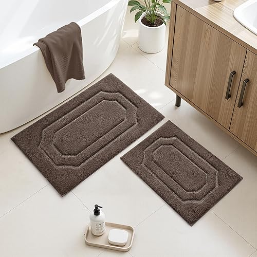 Miniatura 15 de HOMEIDEAS Juego de alfombras de baño de 2 piezas, alfombra de baño de felpa de microfibra extra suave y absorbente con respaldo antideslizante