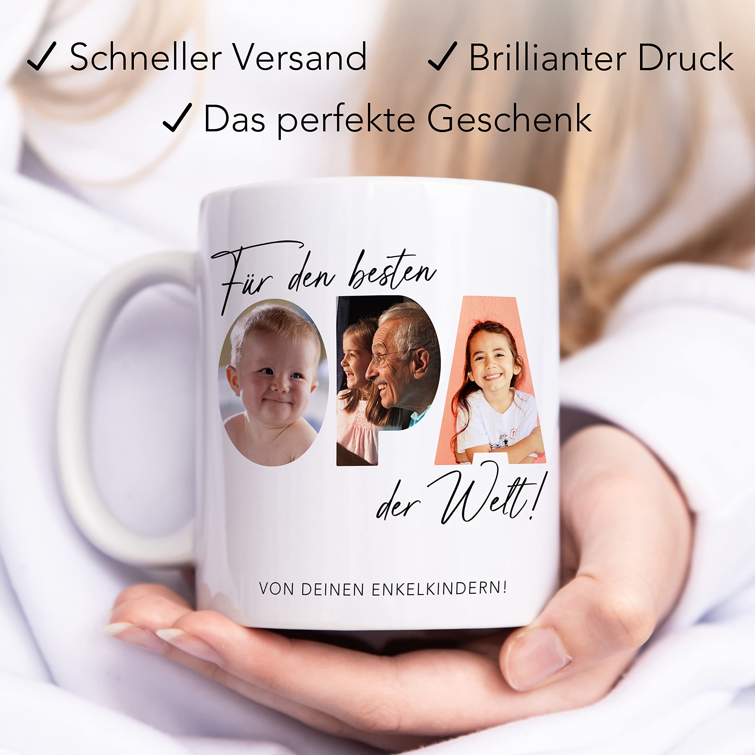 Personalisierte Opa-Tasse – Mit Spruch, Namen & Foto, 300 Ml, Spülmaschinenfest – Geschenkidee Zum Geburtstag, Vatertag & Weihnachten