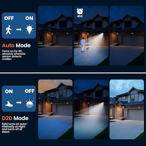 Miniatura 4 de Luz con sensor de movimiento a pilas para exteriores, recargable de 4000 mAh, 600 lúmenes, 2 modos (anochecer a amanecerautomóvil), luz inalámbrica