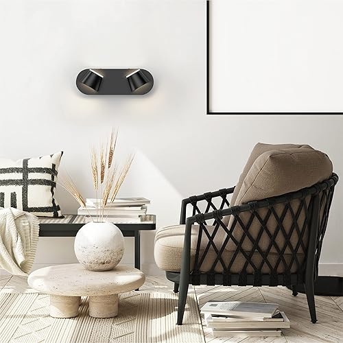 Miniatura 5 de URSOLA 2 luces LED de tocador de baño, luces LED negras para baño, iluminación de baño hacia arriba y hacia abajo, giratoria, regulable, iluminación