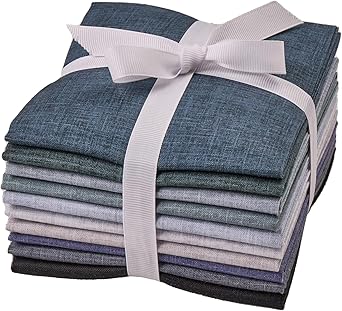 Craftido - 11 Options Solids with Tweed Tonals - Assorted Color Cotton Quilting Fabric Bundles 10pcs Fat Quarters 18"x21" - Medium Weight 5.2oz - for Quilting, Sewing and Crafts - Monochrome