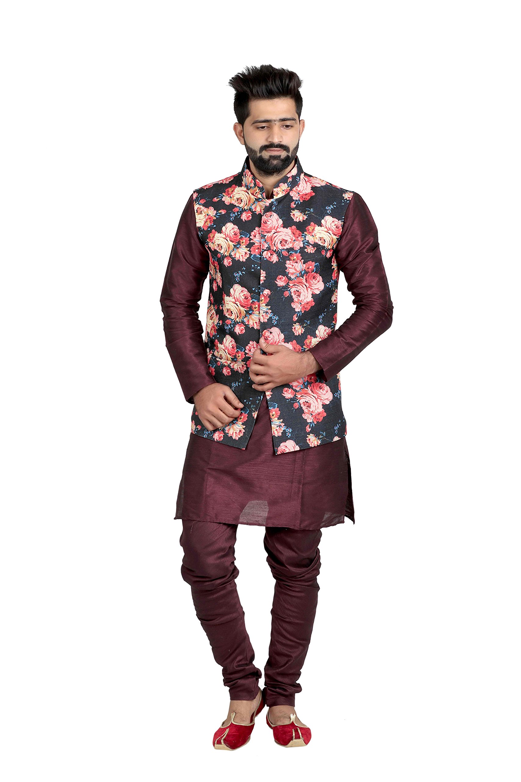 veera paridhaan Men's Printed Cotton Jute Nehru Jacket-picture-12