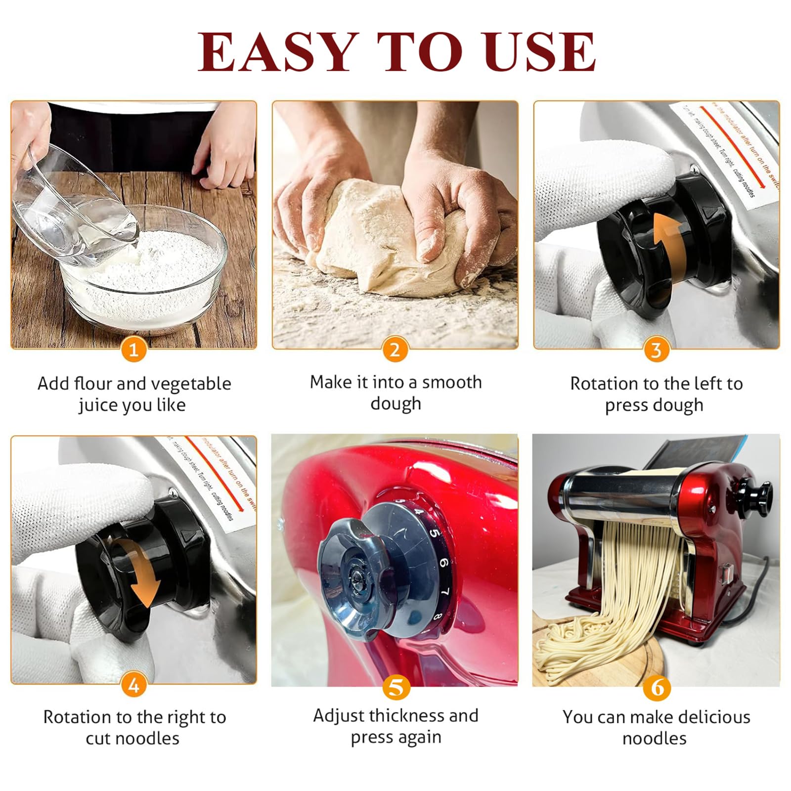 Máquinas Eléctricas Para Pasta - Fabricante de Fideos con Rodillo y Doble Cuchilla de Acero Inoxidable - 1.5mm (Redondo) y 4mm (Plano) - Para Uso Doméstico y Comercial