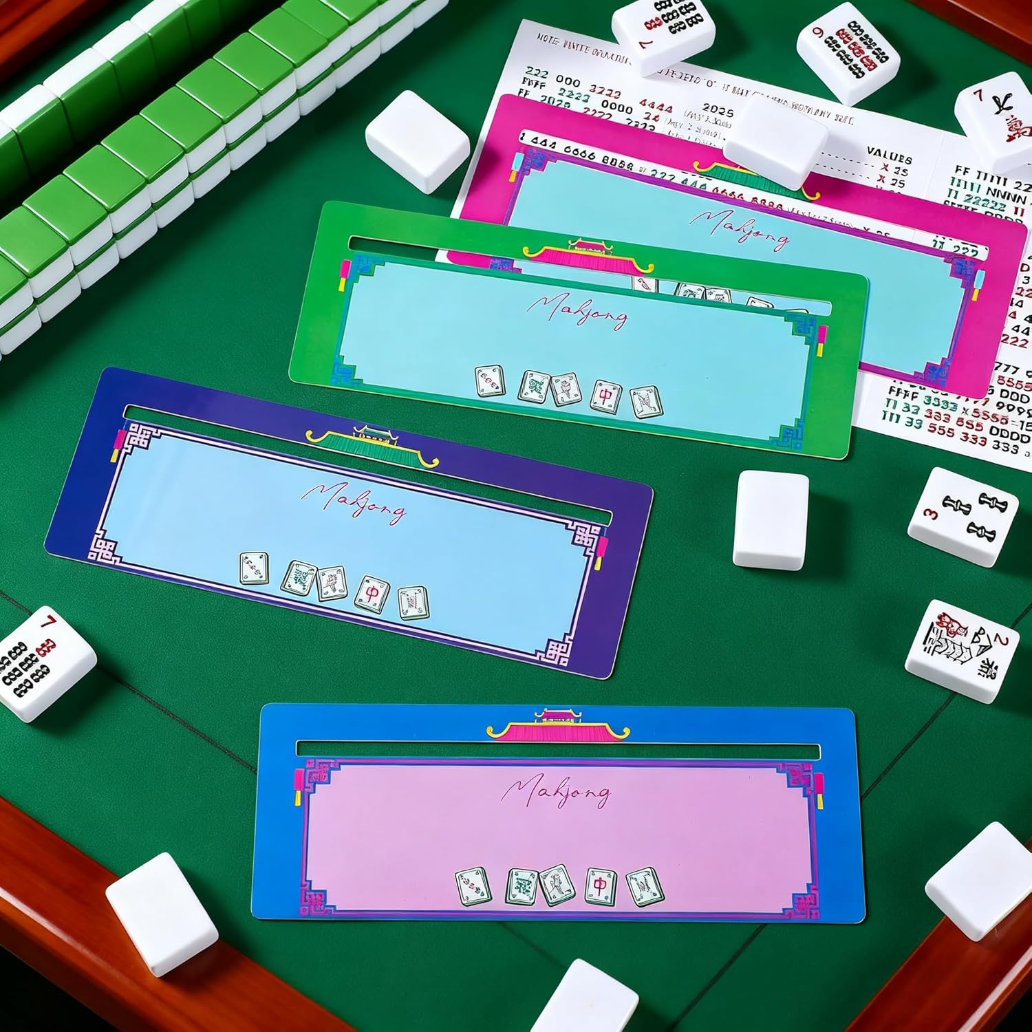 4 Pcs Mahjong Card Guide and Line Finder Reader, for Strategy Tool for Novice Player. Suitable for Gatherings, Parties, Club Activities, Entertainment, Travel (Colourful)