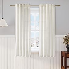 [50% off] Nanspring Linen Curtains 63 Inch Length 2 Panels Set for Cafe Kitchen Cream Thermal Insulated Drapes with Back Tab Light Filtering Boho Farmhouse Curtain for Bedroom Living Room 40x63 Inch Natural