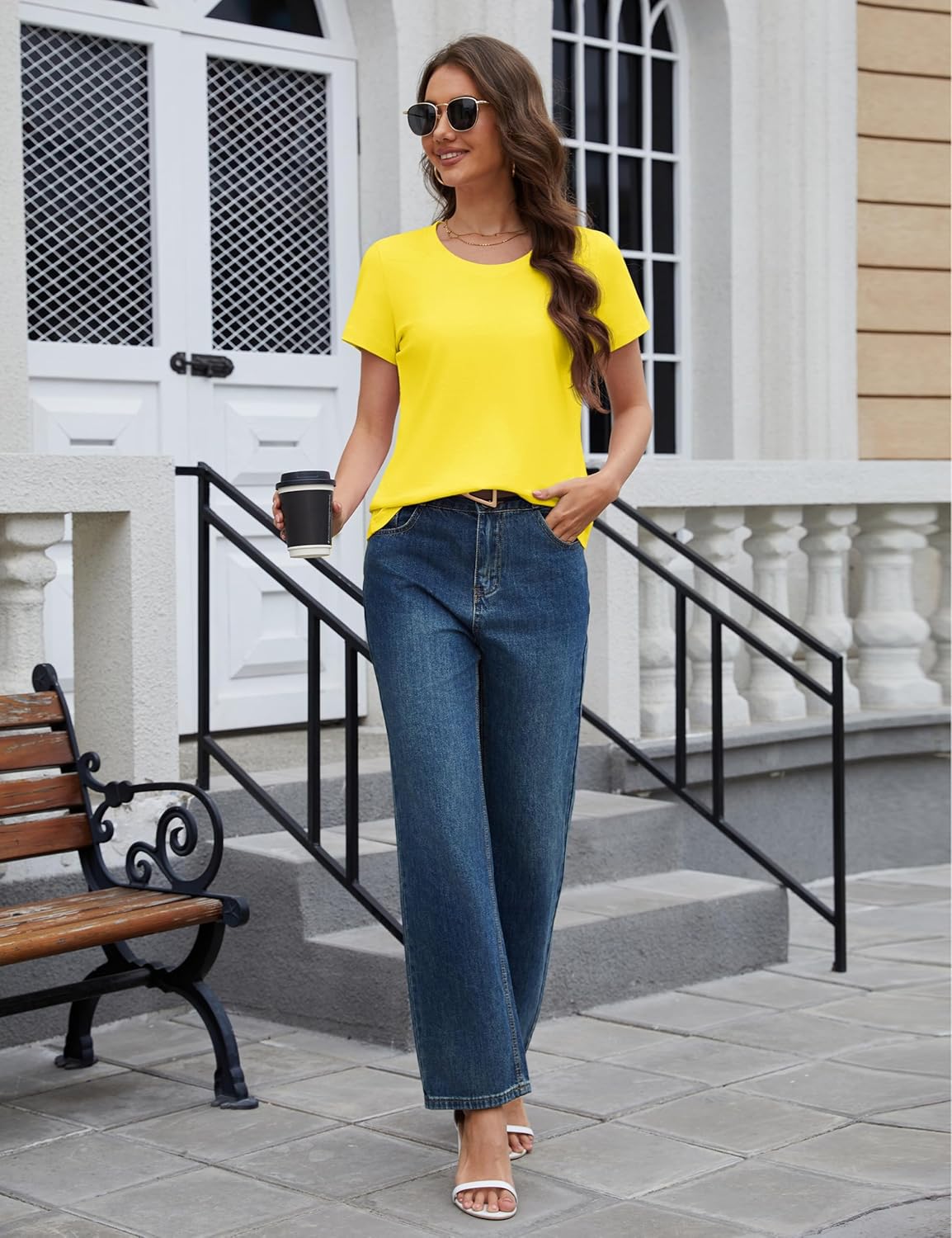 YUCOLEN Women's Cotton Tshirts Crew Neck Short Sleeve Shirts for Woman Basic Soild Color Breathable Summer Trendy Tees - Image 7