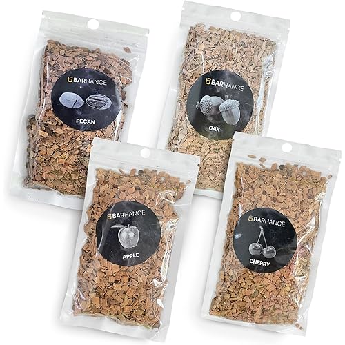 Cocktail Smoker Wood Chips by Barhance - Oak, Pecan, Cherry, Apple Wood Chips for Smoking Cocktail - Smoking Wood Chips for Whiskey, Bourbon, Cocktails - Wood Chips for SMoker - Gift for Bartenders