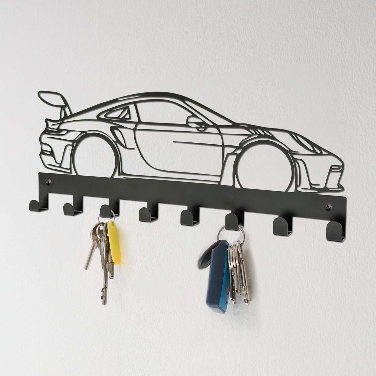 Metal Car Key Hook Metal Key Organizer Wall Decorative with 8 Hooks | Cool Key Holder for Home Kitchen Bedroom and Living Room