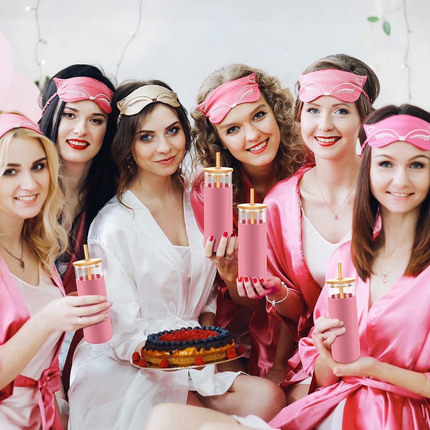 Nuenen 8 Pcs Bridesmaid Bachelorette Tumbler with Lids and Straws 17.6 oz Bridesmaid Proposal Gifts Mason Jar Cups Iced Coffee Cup for Bachelorette Party Bridal Shower Bride to Be Wedding Engagement