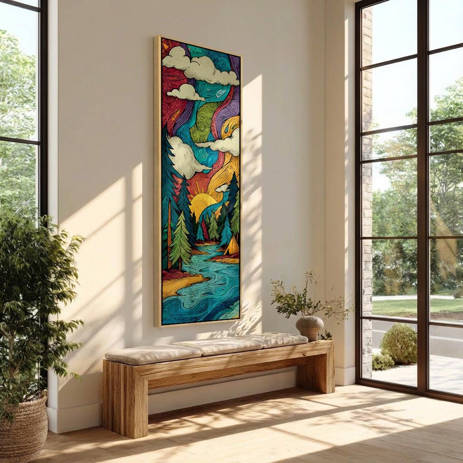 YUSUZHU Quadro su tela verticale, alto e stretto, ideale per sala da pranzo, soggiorno o camera da letto. Opera d'arte lunga e stretta (20x60 cm/cornice interna).