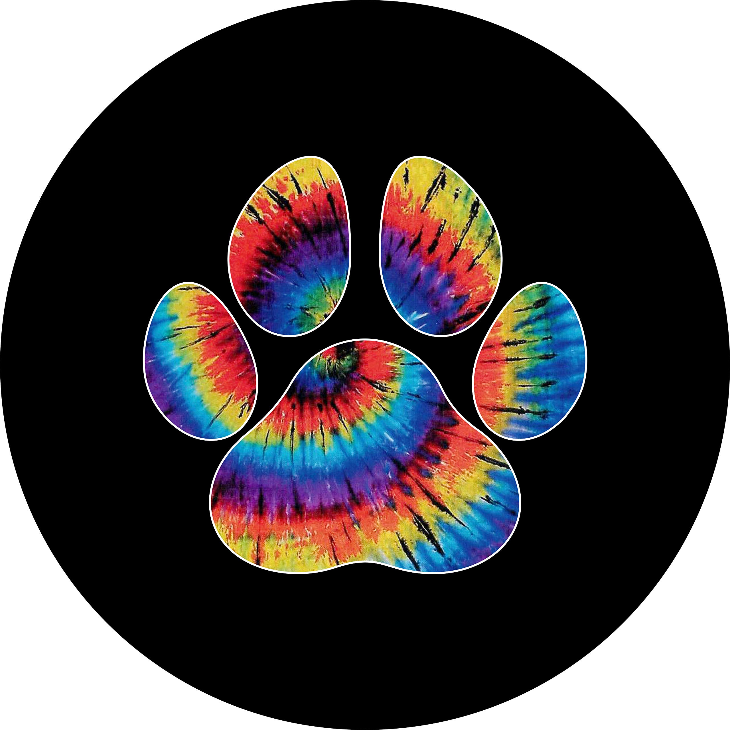 TIRE COVER CENTRAL Dog Pet Paws Tie Dye Spare Tire Cover (Select tire Size/Back up Camera Option in 