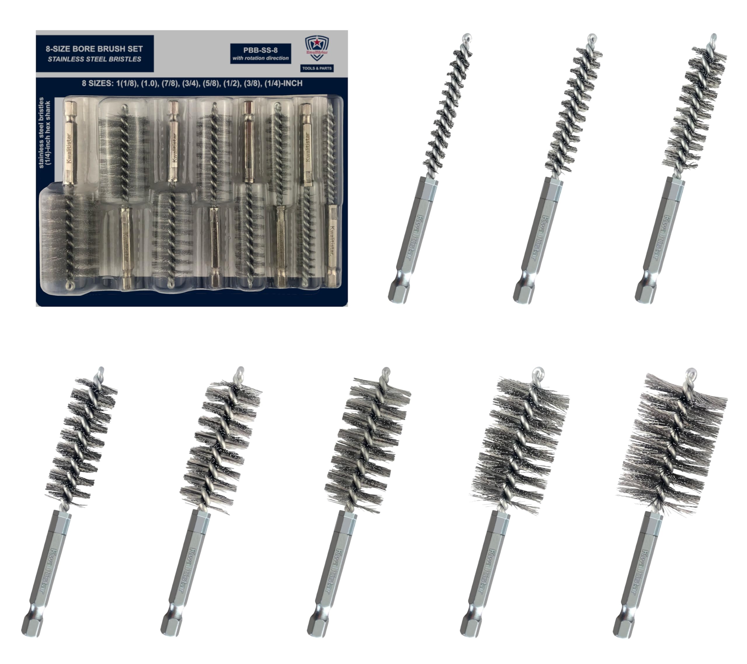 Bore Brush Set - Stainless Steel Cleaning Brushes for Power Drill -1