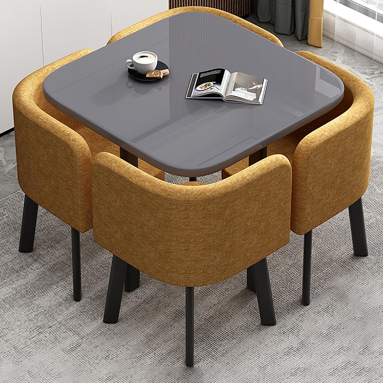 Bürotisch und Stuhl-Set, Business-Couchtisch, runder Büro-Empfangstisch, Büro-Konferenztisch, Business-Couchtisch-Set 90 cm E1