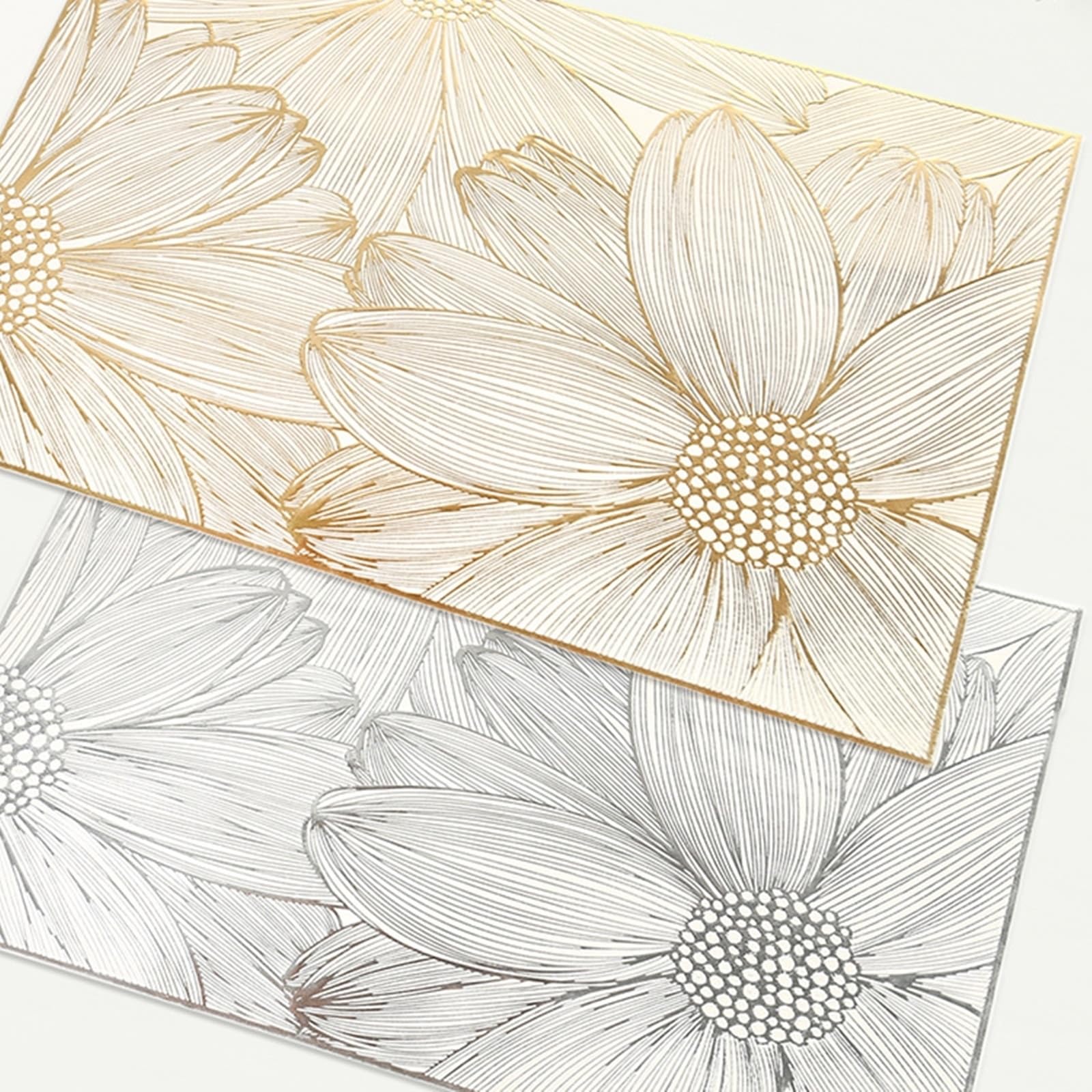 Placemat Juego de 10 salvamanteles dorados con estructura floral 30 x 45 cm para cocina y comedor