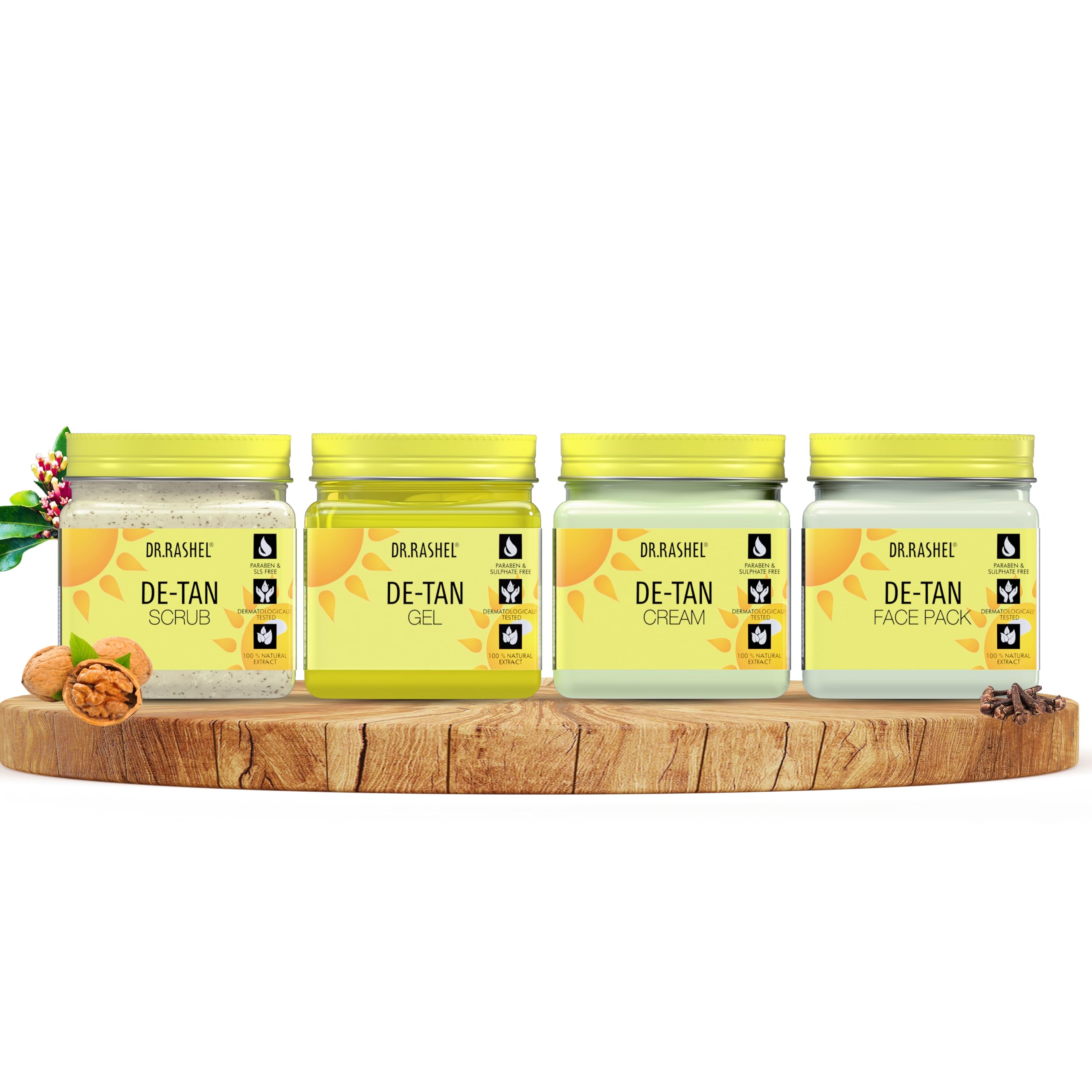 De-Tan Pack Of 4 (Scrub, Gel, Cream & Facepack) For Soothing The Skin - 1500 Ml