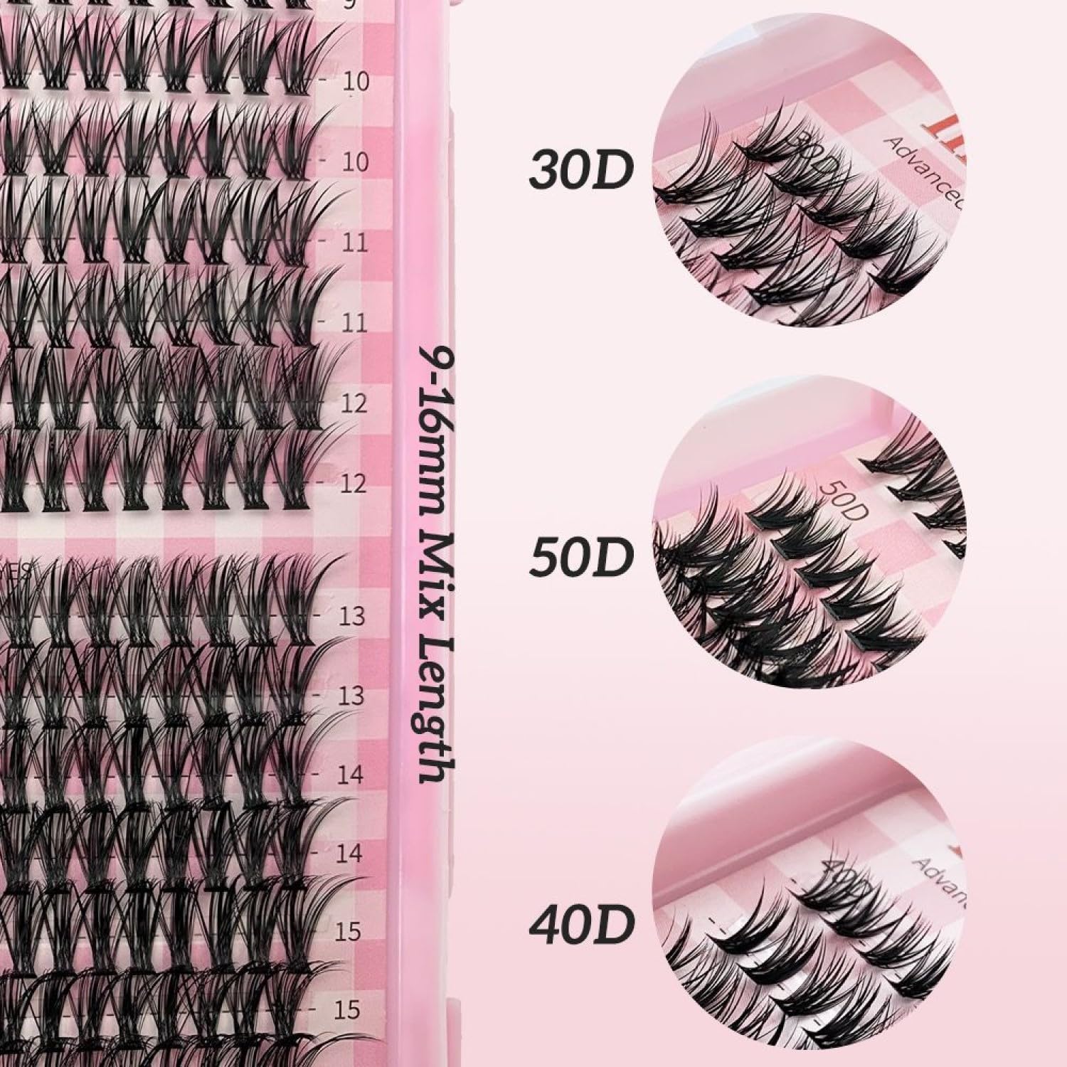 640pcs Lash Clusters 9-16mm Wispy Cluster Eyelash Extensions Individual Lashes Lash Extension DIY D Curl Volume Extensions Individual Lashes Eyelash Clusters(30D+40D+50D) - Image 4