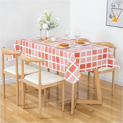 Vista 146 de FIFTY FEET Mantel rectangular de 70 x 52 pulgadas, mantel de vinilo con respaldo de franela para mesas rectangulares impermeable, cubierta de mesa
