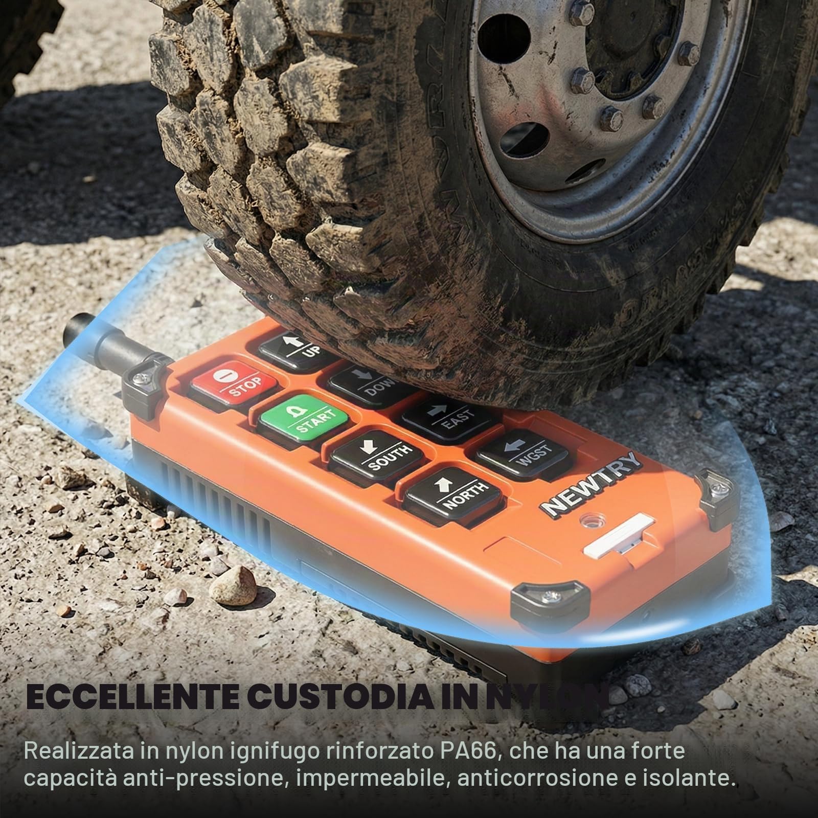 NEWTRY 12V Controllo del telecomando della gru wireless, doppio trasmettitore per hoad industriali industriali, gru sopraelevata - F21E1B (trasmettitore * 2 + DC 12V ricevitore)