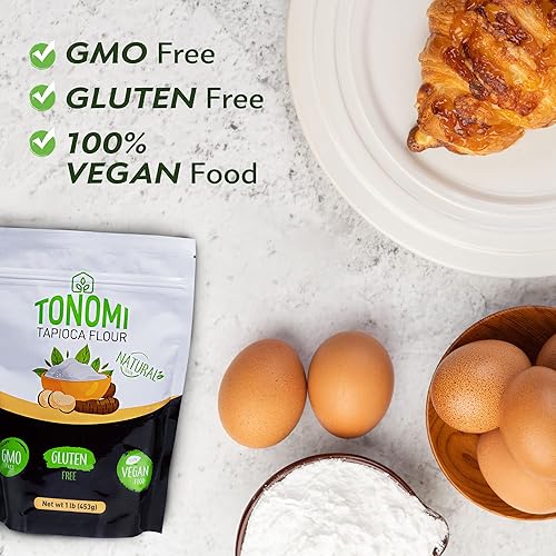Miniatura 4 de Tonomi Harina de tapioca totalmente natural, harina sin gluten para hornear, paleo, celíaco, verificada sin OMG, Kosher y Halal, hecha de yuca 100%