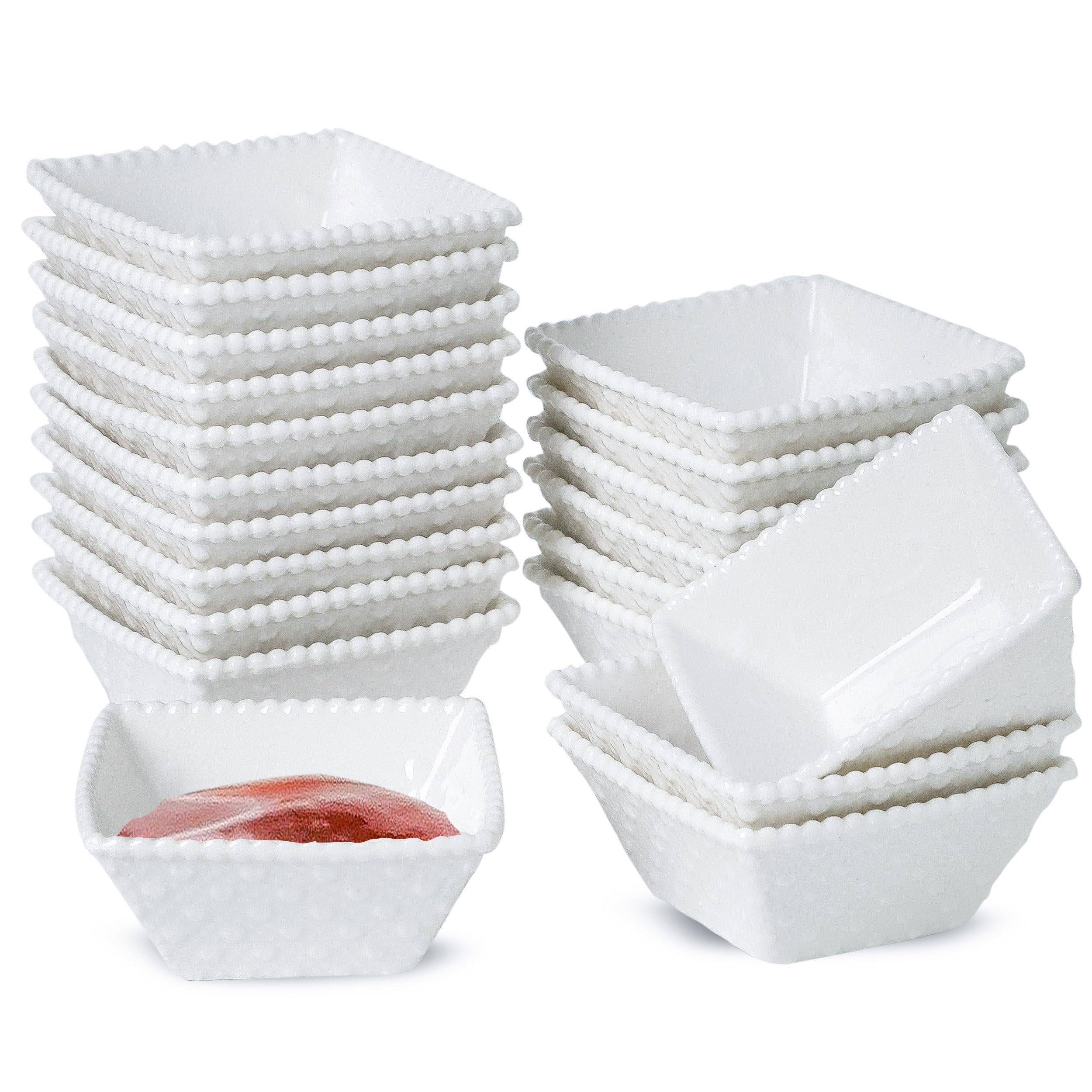 UIBFCWN Lot de 20 bols à sauce en céramique de 65,2 g pour sauce tomate, plat à sauce soja, plats d'accompagnement carrés, mini assiettes d'apéritif pour condiments