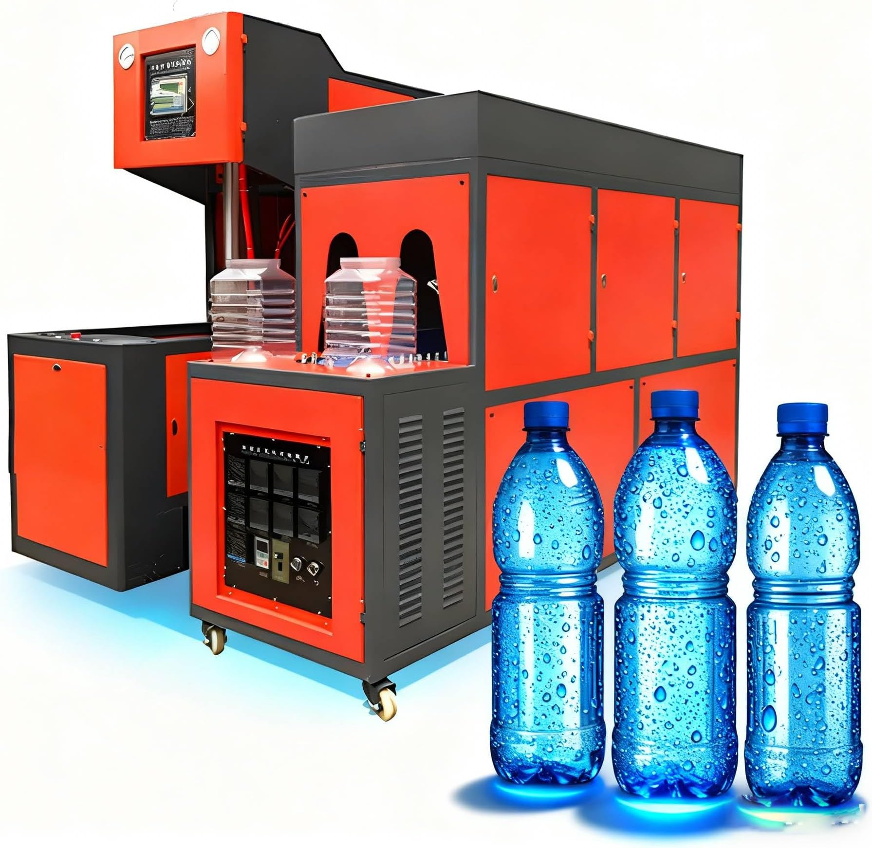 Small PET Bottle Blowing Machine – Semi-Automatic 2-Cavity Bottle Maker for 500ml–1L Bottles