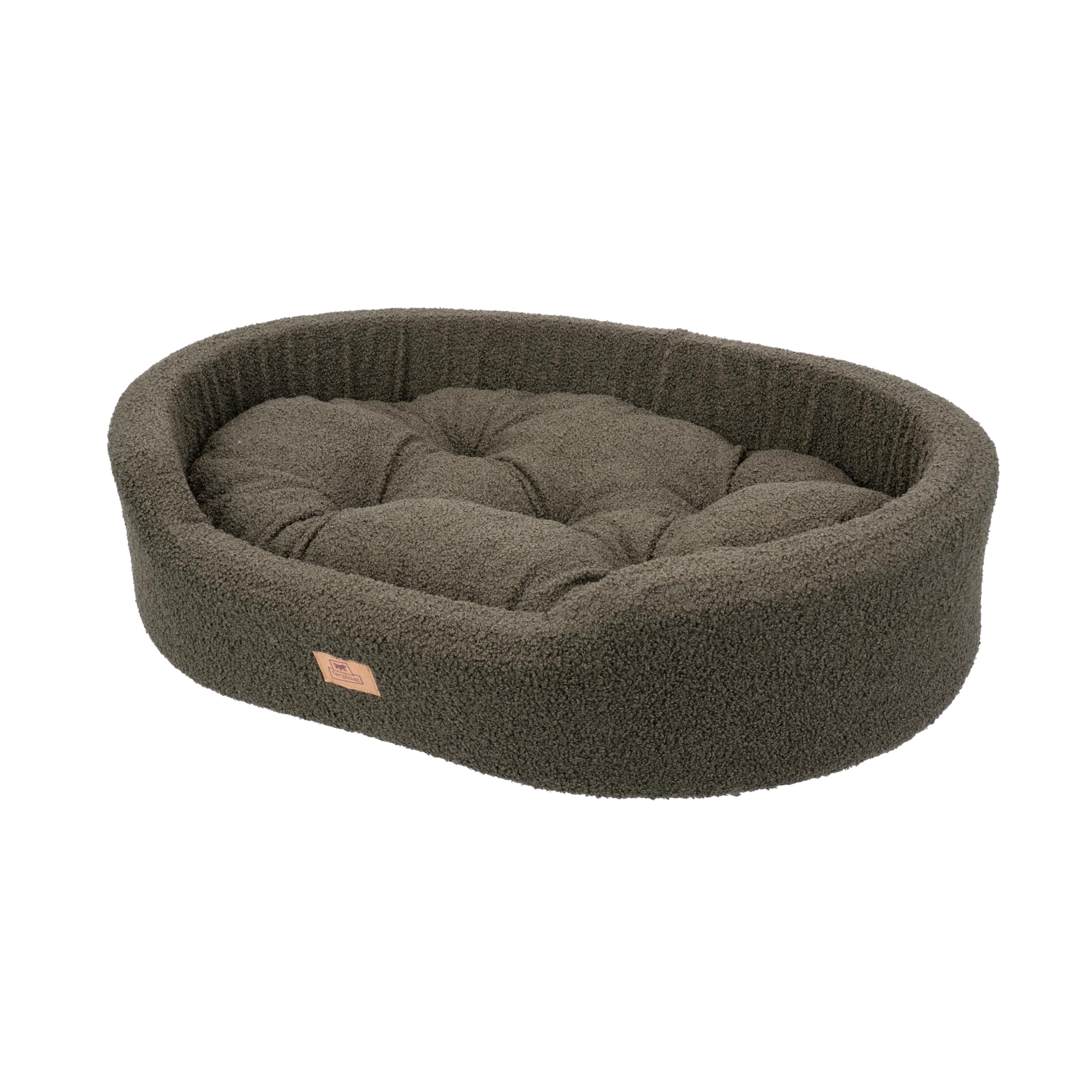 Ferplast Cojín Cama para Perros medianos, Cama para Gatos, Tejido sintético bouclé Lavable, Acolchado Suave, 80 x 55 x 18 cm. Verde