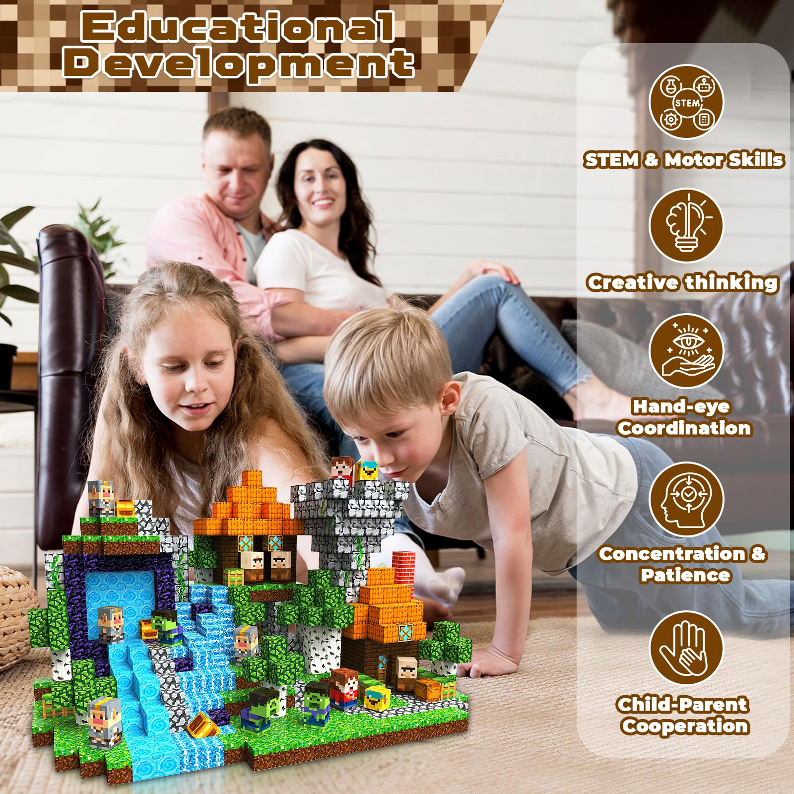 Jeu De Construction Magnétique 200 Pièces - Thème Aventure Souterraine, Chasse Au Trésor | Pour Enfants 4-12 Ans, éducatif, Blocs Magnétiques Sécurisés ABS