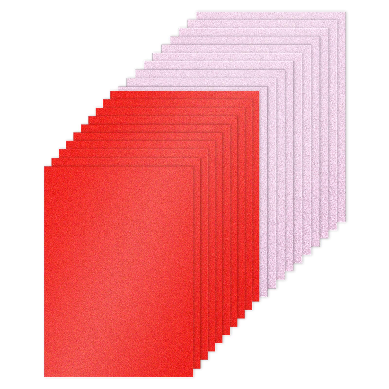 PATIKIL 20Sheets Red/Light Pink Glitter Cardstock Paper
