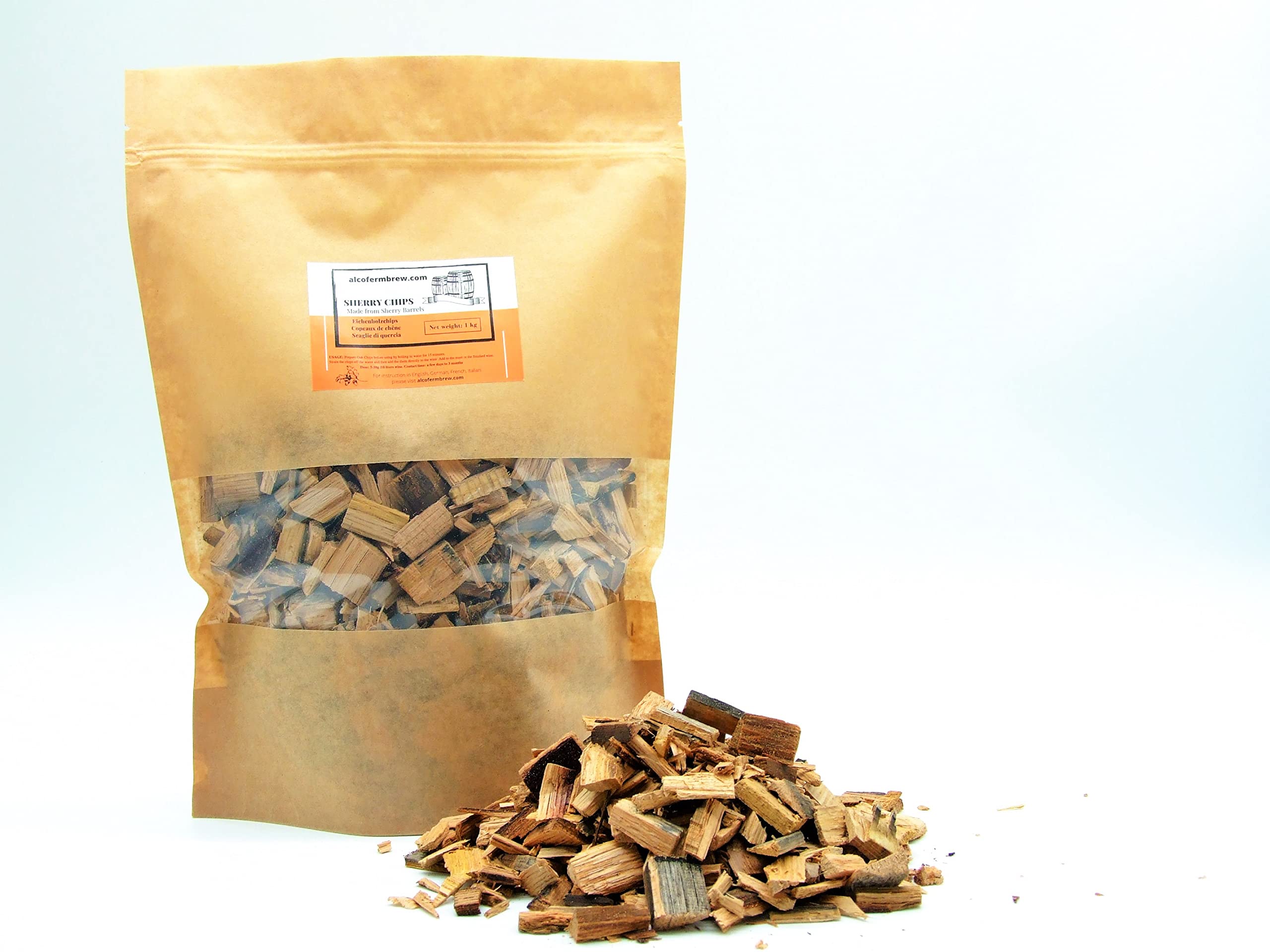 Sherry 1kg - Virutas de Roble | Astillas de Roble | Astillas de Madera | Envejecimiento del Vino | Oak Chips