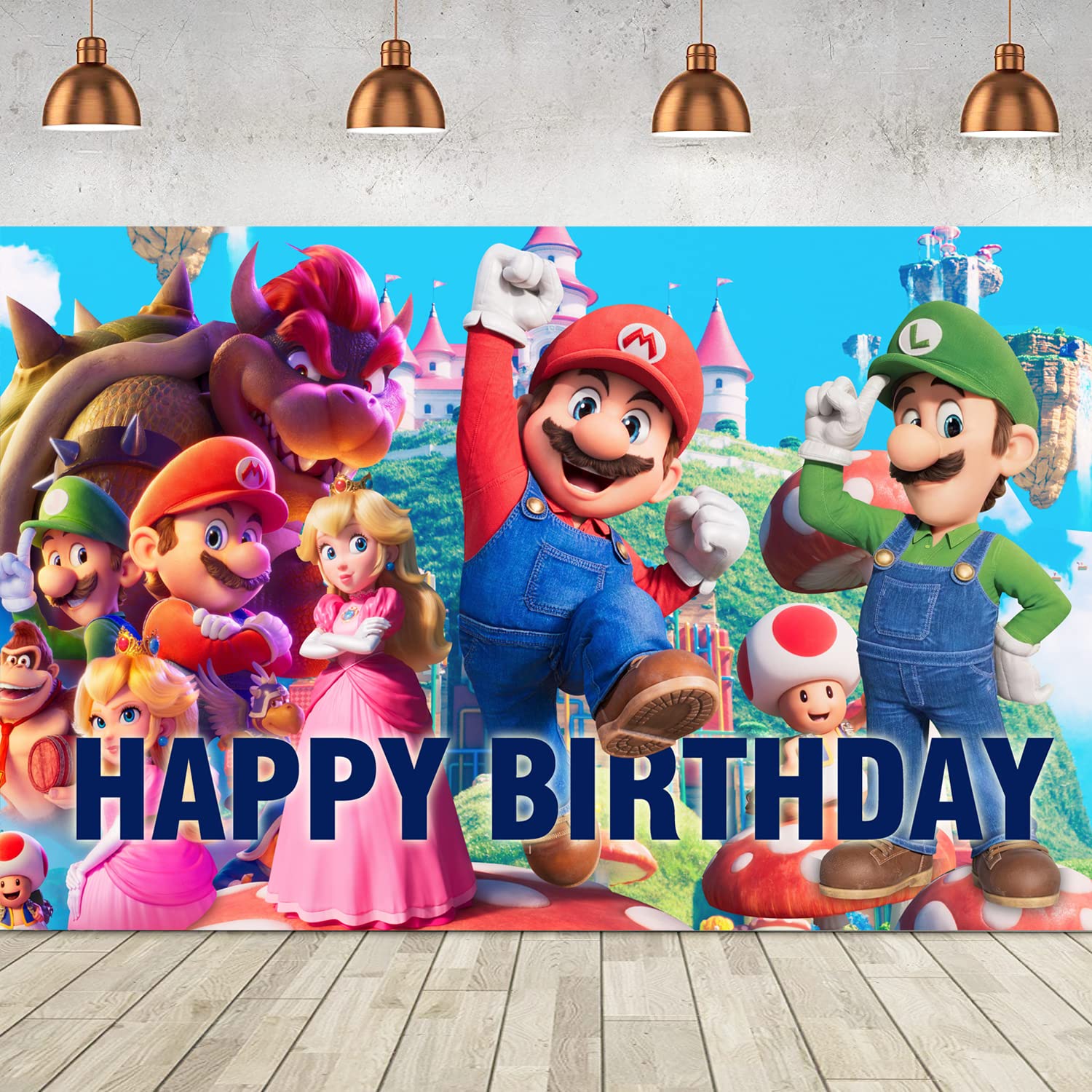 Super Bros Mario Backdrop Photography Background Birthday Party Supplies Decorations 5x3ft