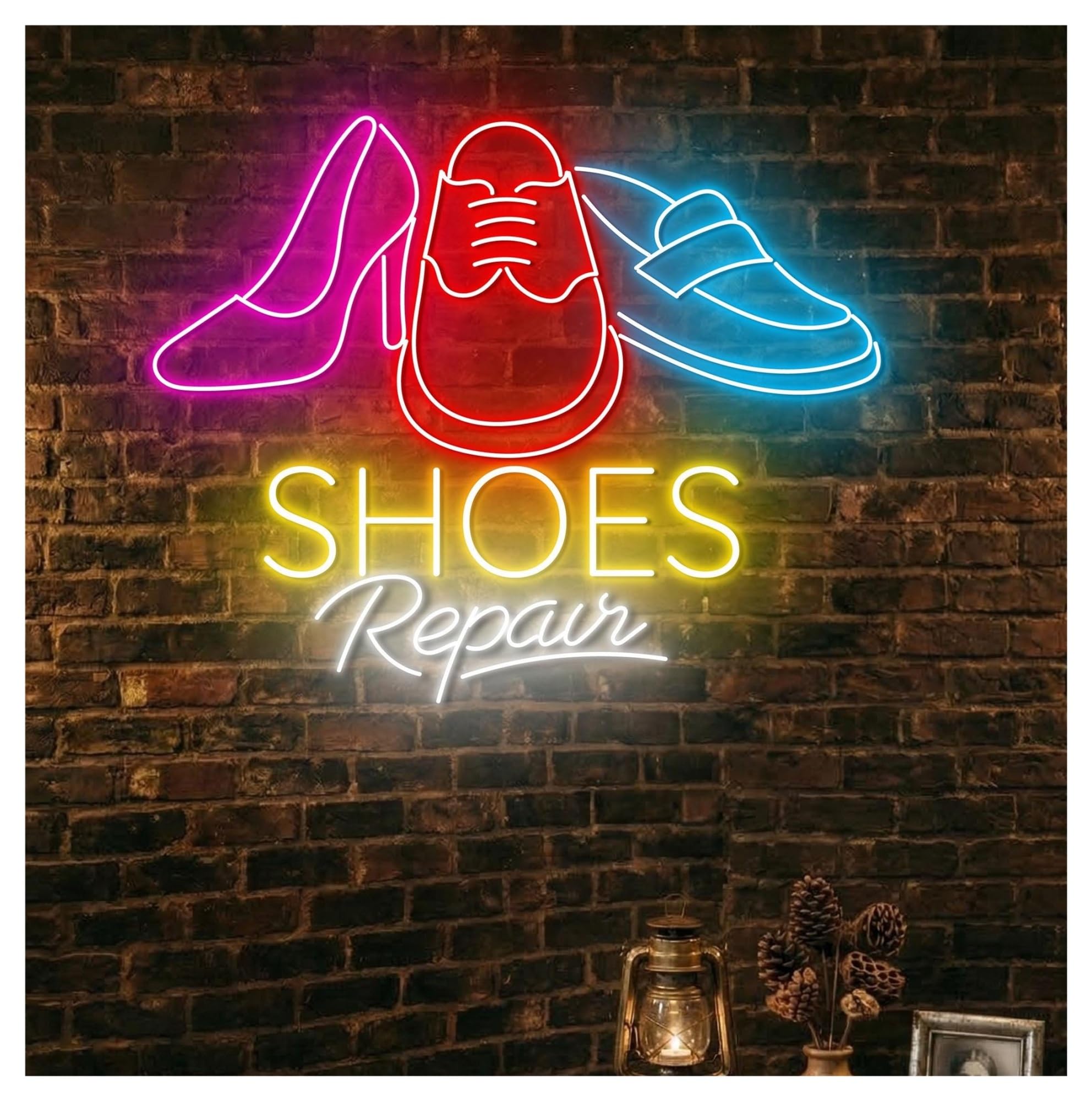 Decoración Lámparas Reparación De Zapatos Letrero Neón | Cartel Comercial De Zapatería, Reparación De Calzado, Zapatería, 55cm