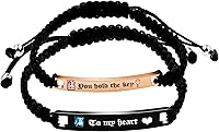 Vista 18 de Uloveido Juego de pulseras hechas a mano con placa de identificación de acero inoxidable de titanio para él y ella