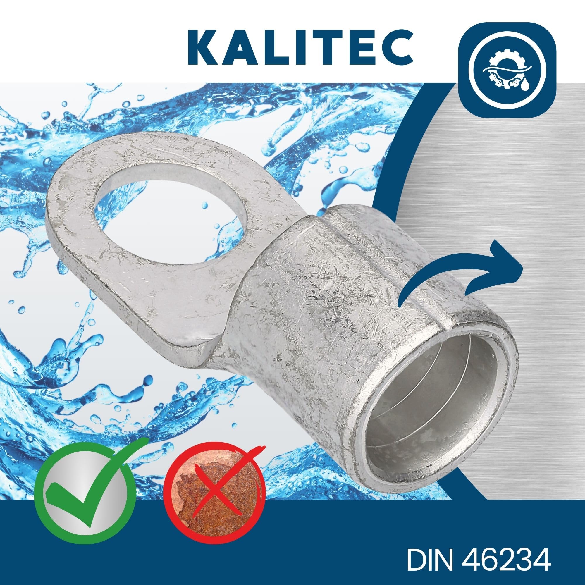 Kalitec 10x Capicorda 120 mm² M16 - Connettori ad Anello non Isolati | Terminali in rame elettrolitico serie Q per cavi multipli e sottili, norma DIN 46234, per quadri elettrici e veicoli