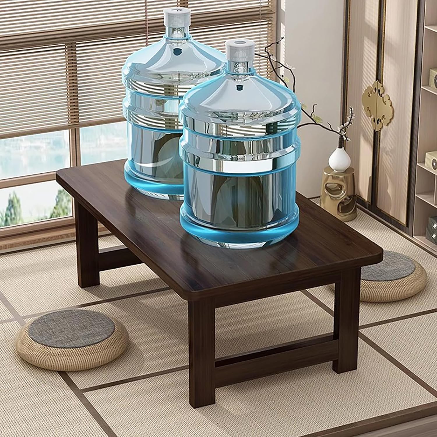 Mesa de piso plegable japonesa, mesas de centro plegables de madera, mesas bajas versátiles para sentarse, mesa de comedor, mesa de té, tatami, sin montaje, única (39.4 x 19.7 x 11.8 pulgadas) 6
