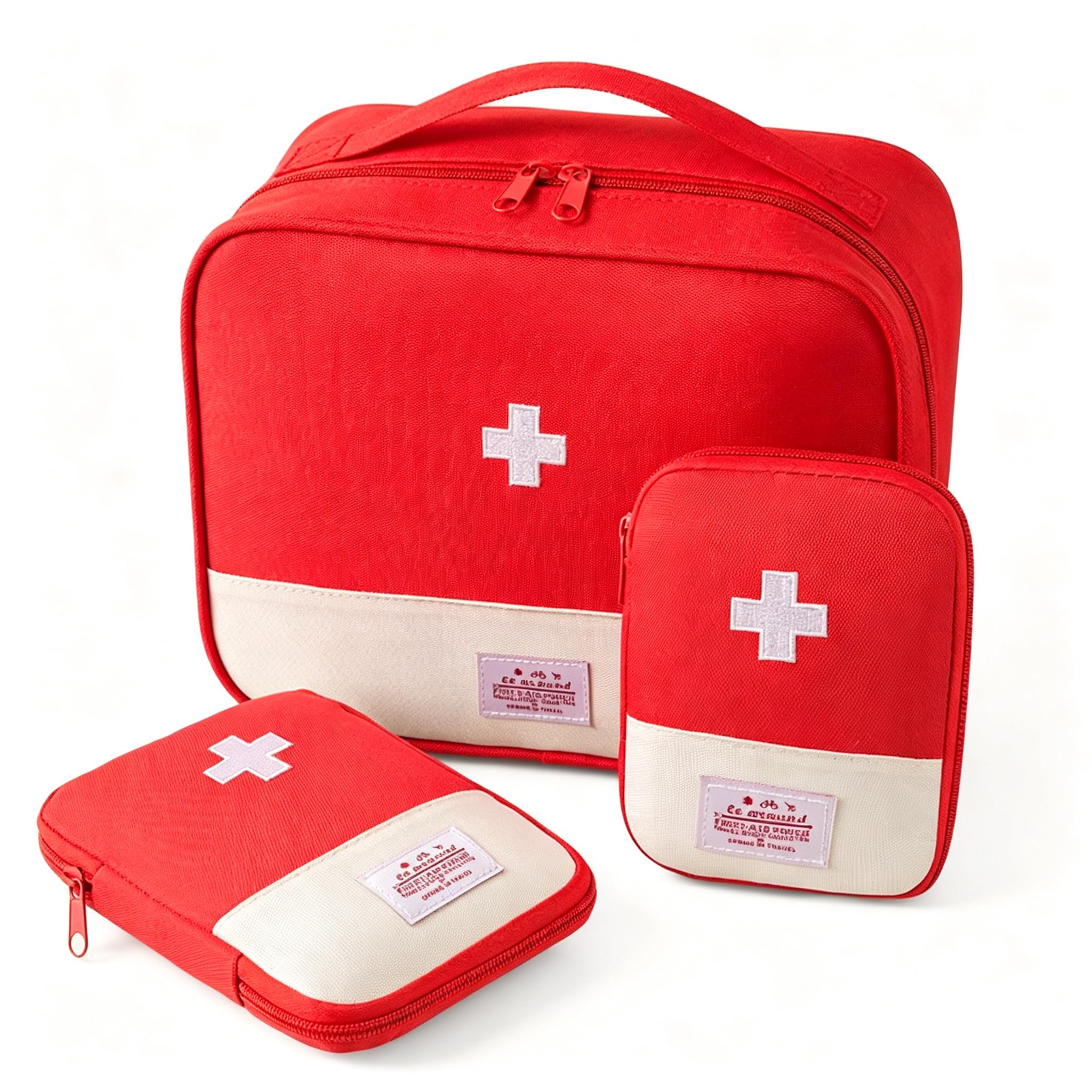 Disnace Portable Mini First Aid Bag, Empty First Aid Bag, Medicine Storage Bags, Mini Portable Sports Medical Bags, Travel Medicine Bags, red, 3 Pezzi, Portable Mini First Aid Bag