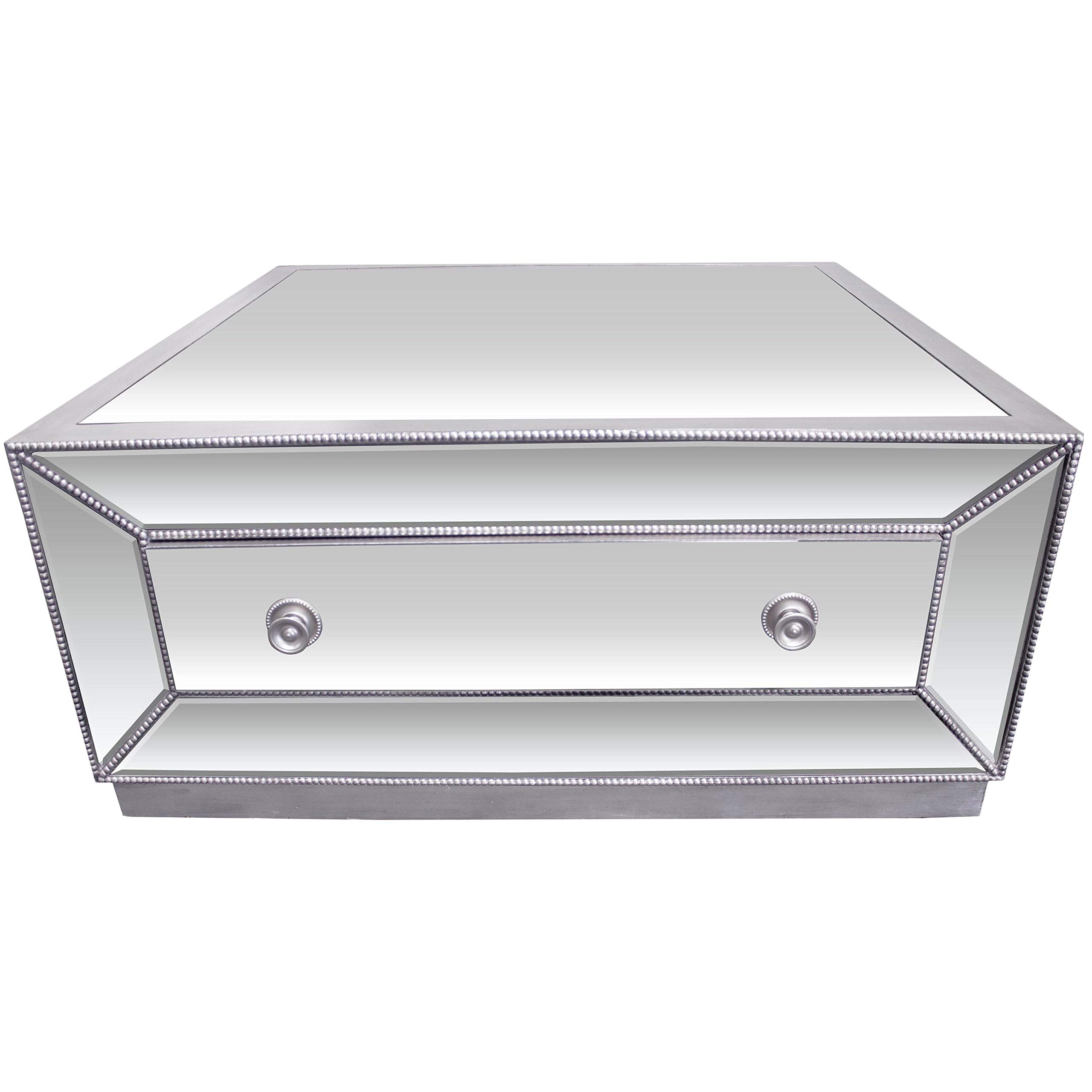 Best Master Solid Wood and Glass Coffee Table in Silver Mirrored