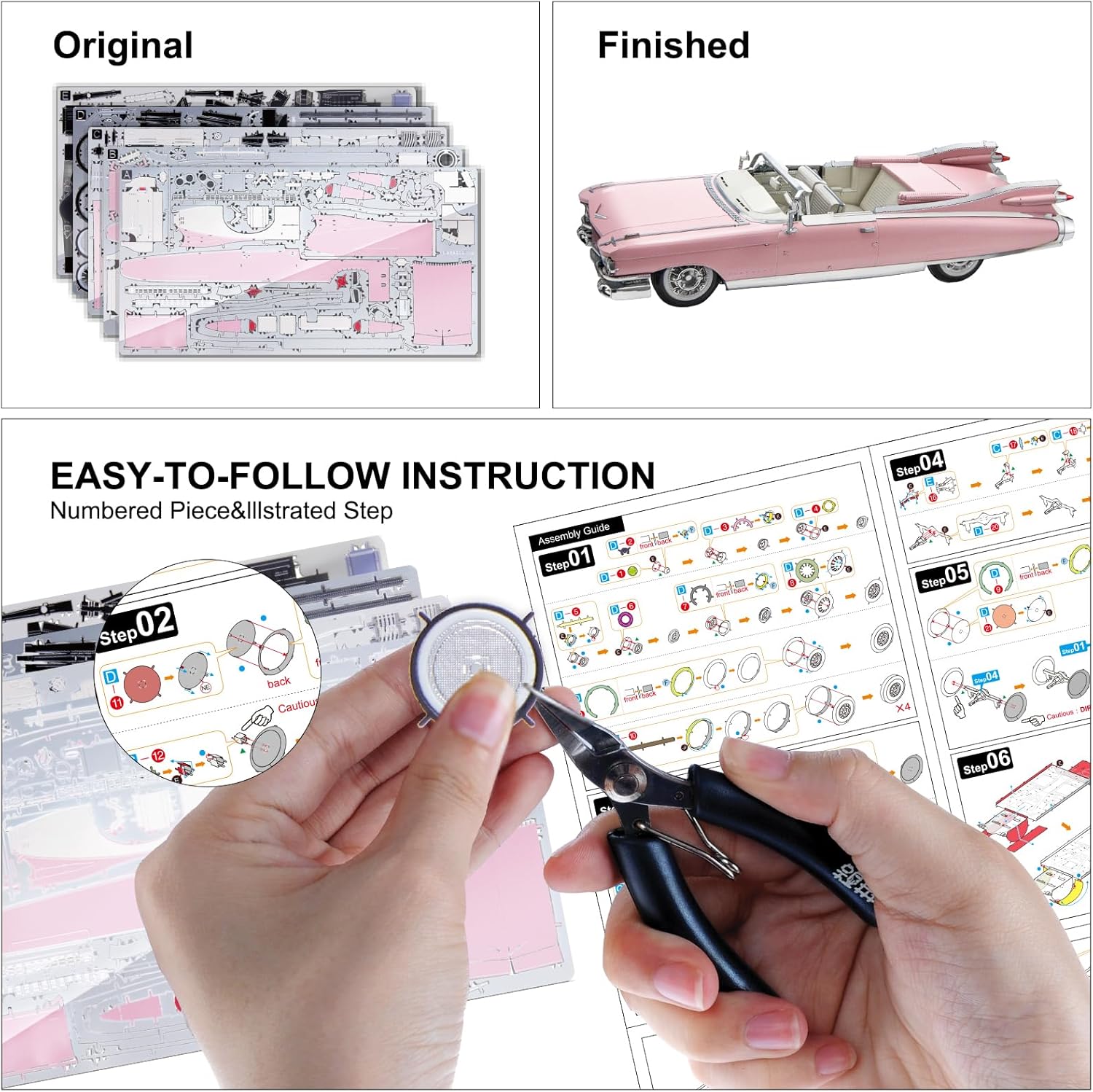 Piececool 3D Puzzles for Adults, Convertible Series 62 Car Model Building Kits, DIY Metal Craft Kits Home Decoration Creative Gifts for Christmas