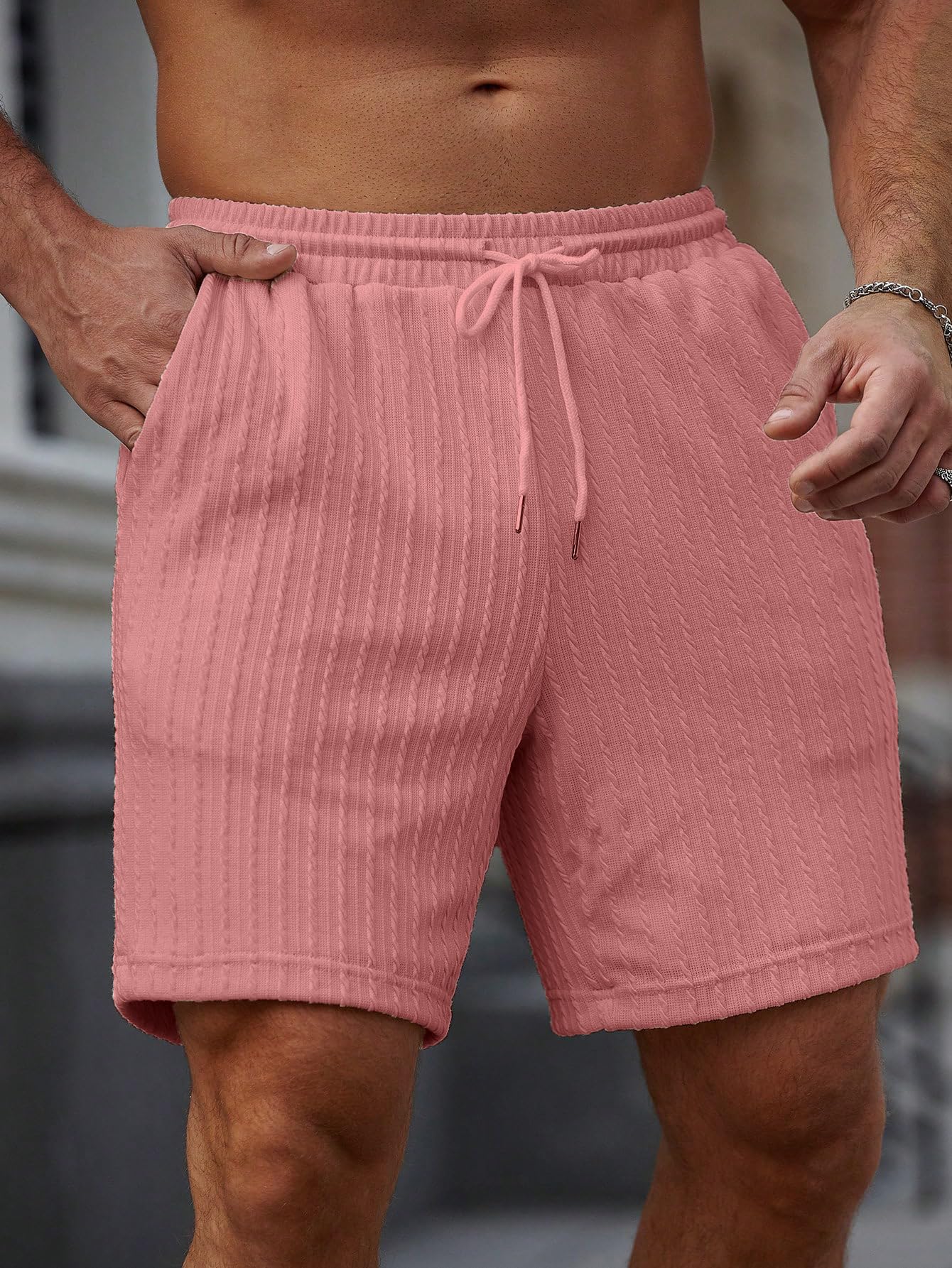 Zilcon Mens Casual Shorts - Cotton Drawstring Summer Beach Stretch Twill Chino Golf Shorts (in, Alpha, XL, Regular, Rose Pink) 4